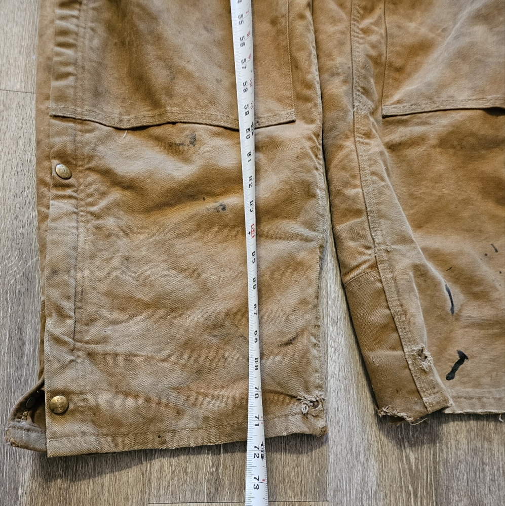 Carhartt Bibs khacki overalls brown work wear insulated - Picture 16 of 16